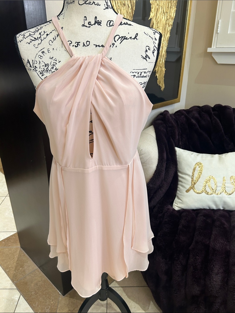 bebe Light Pink Halter Mini Dress